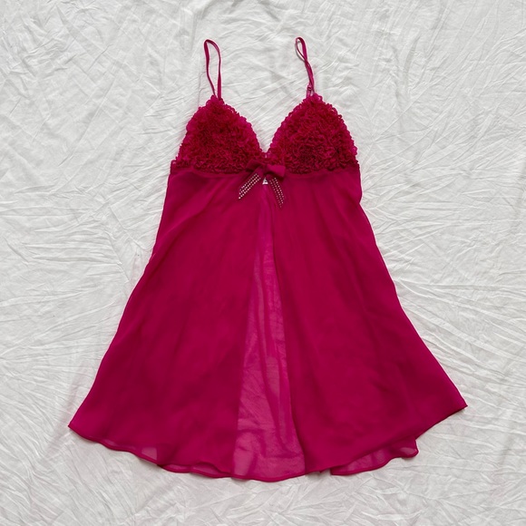 Hot pink Y2K ruffle mesh curtain top - Picture 5 of 11